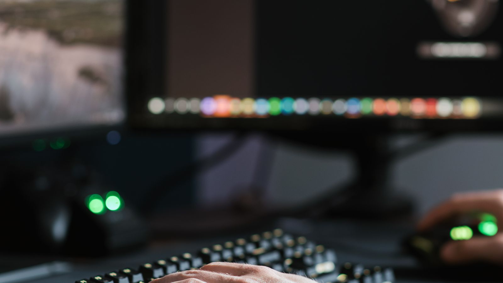 Person testing wrist angle while using a low profile keyboard and ergonomic mouse together
