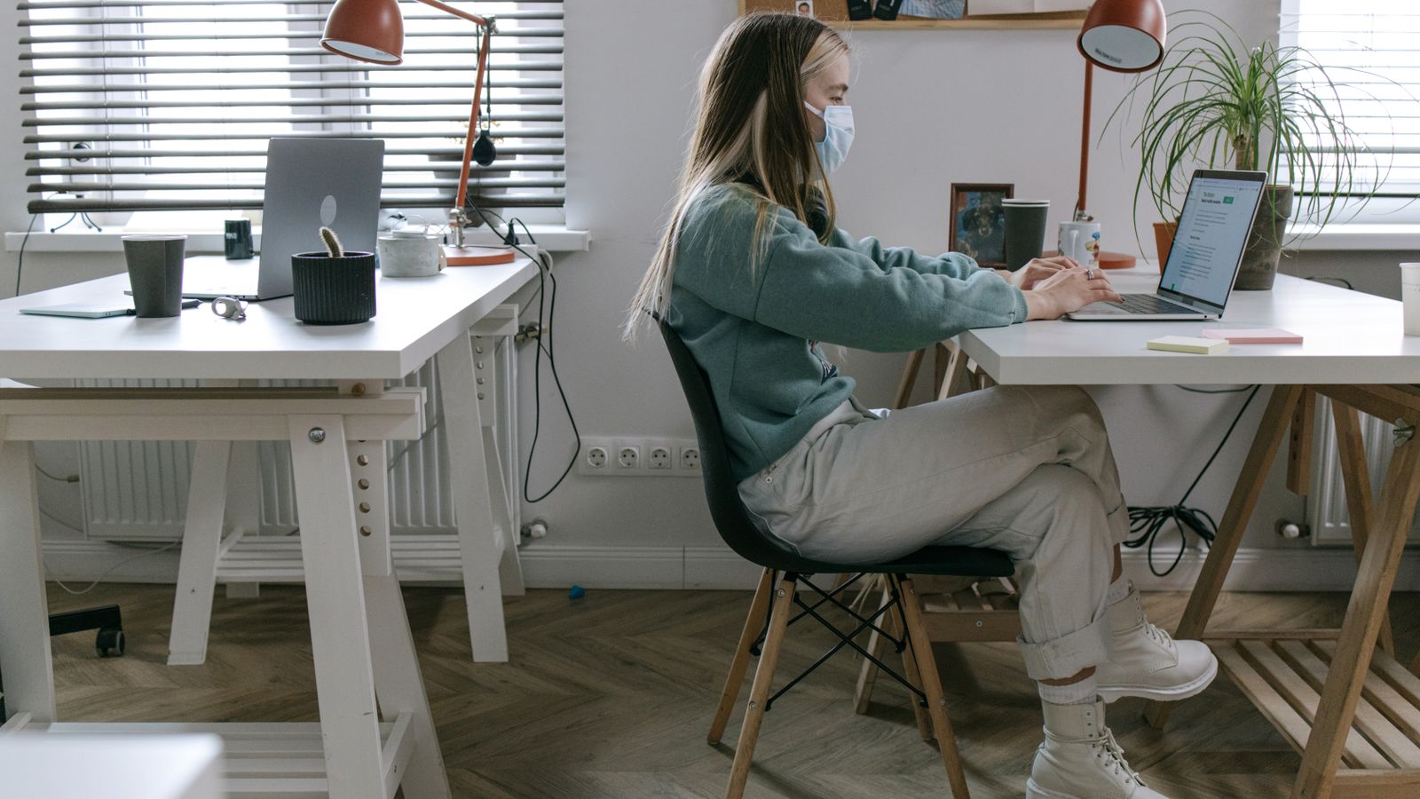 Minimalist office desk setup with a small, effective ergonomic comfort kit