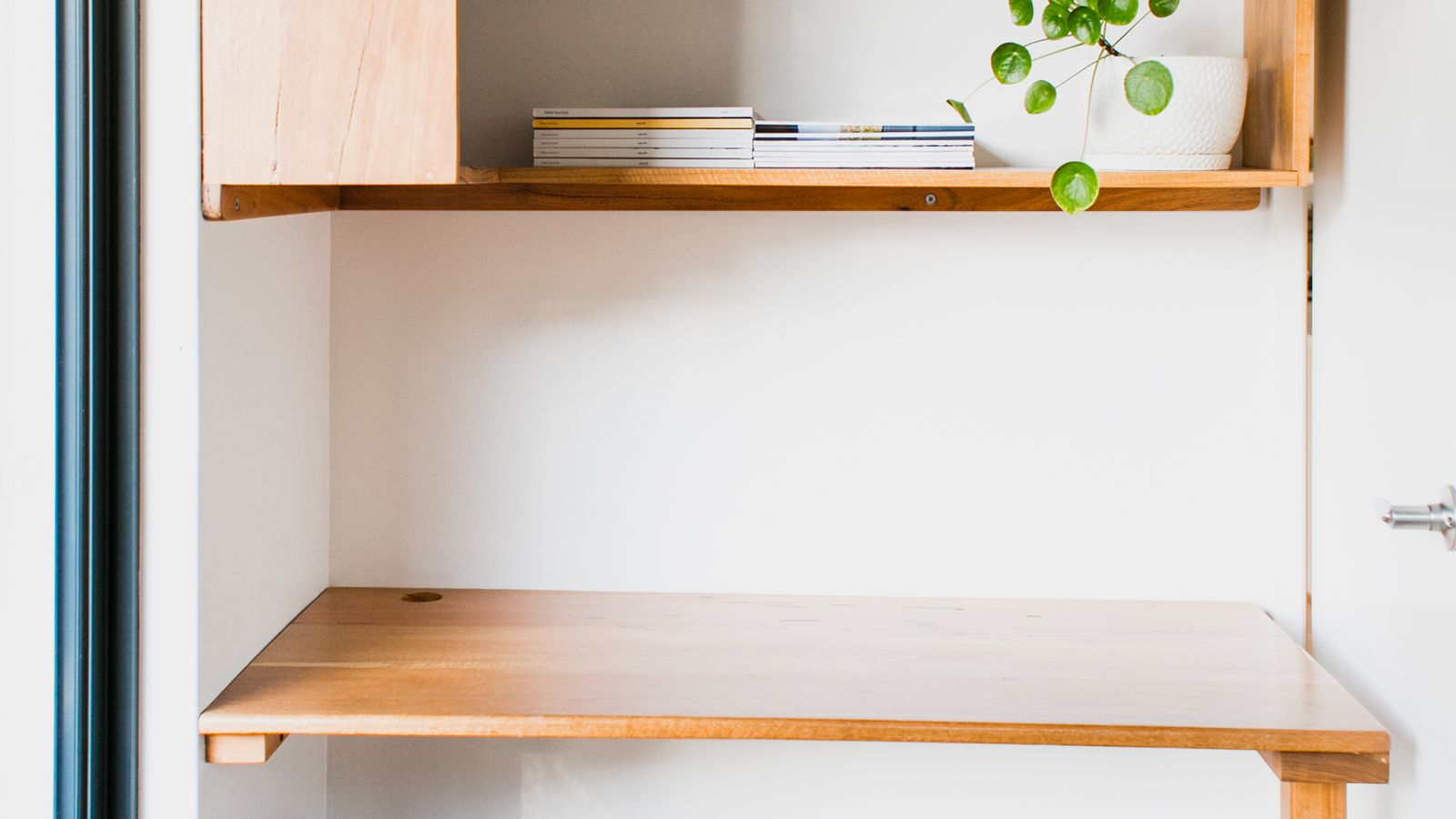 Multi-purpose small office furniture combining storage and desk space efficiently